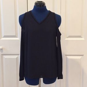 NWOT Navy Cold Shoulder Top
